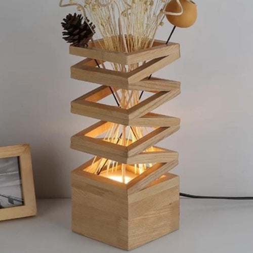 Florero madera con luz